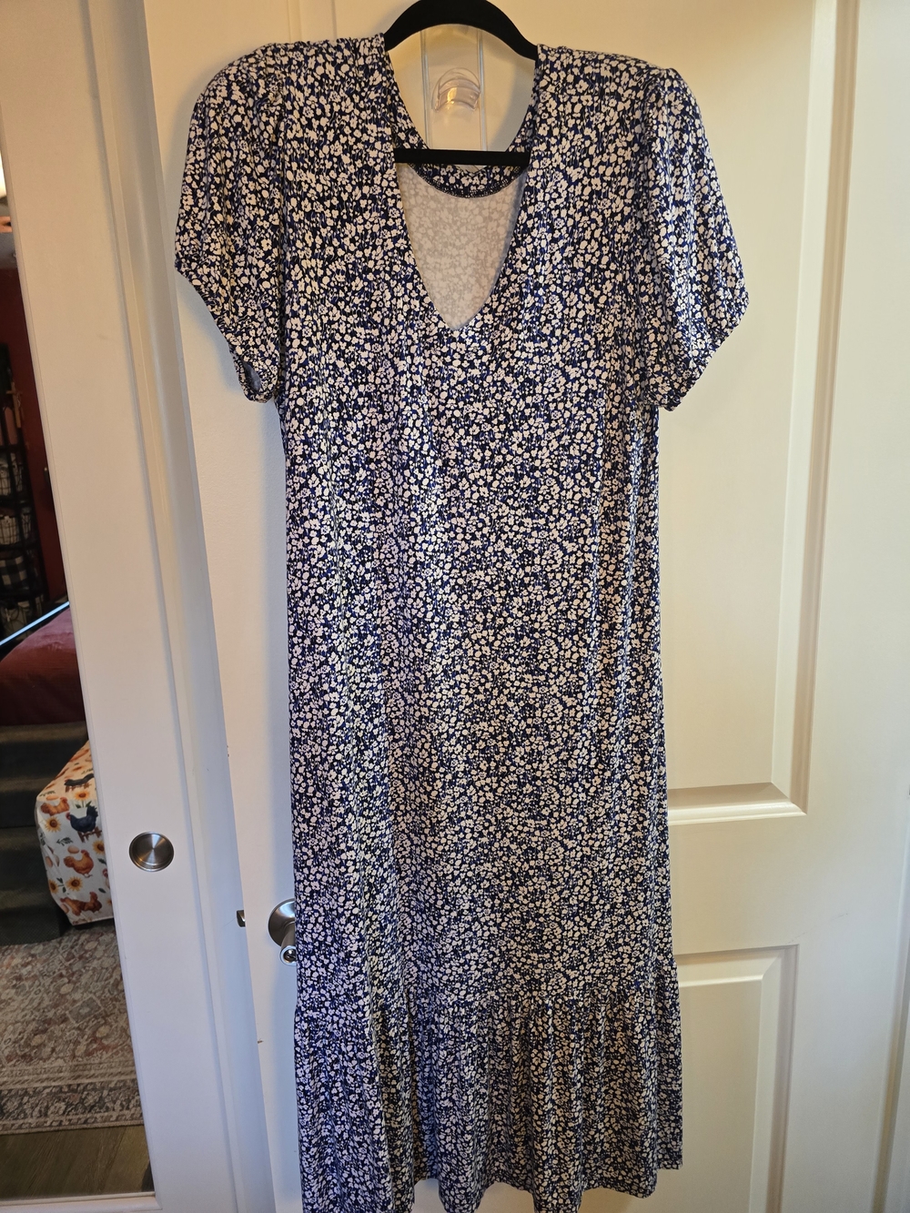 Miik Zilma Blue Floral Midi Dress XL Reversible